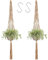 Eyerayo Macrame Plant Hangers Jute Rope Hanging Planter Basket Wall Hanging Flower Pot Holder with Hooks for Garden Home Decoration 2 Packs