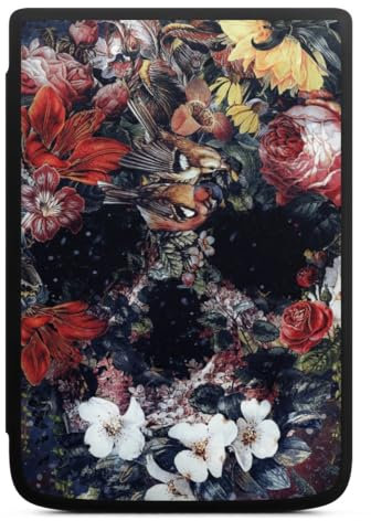 DeinDesign Coque pour liseuse Compatible avec Vivlio Touch HD Plus Etui pour liseuse Protection pour liseuse Fleurs Tête de Mort Fleur