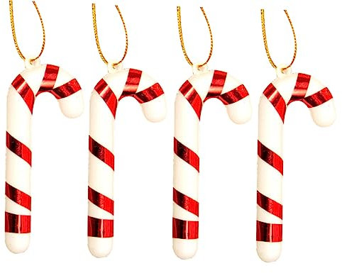 Cabilock 4 Stück Weihnachtszuckerstange Christbaumschmuck Weihnachtsdekorationen Plastiksüßigkeitsdekoration Zuckerstange Weihnachtsbaum krücken Ornament Weihnachtsbaum-Anhänger Süssigkeit