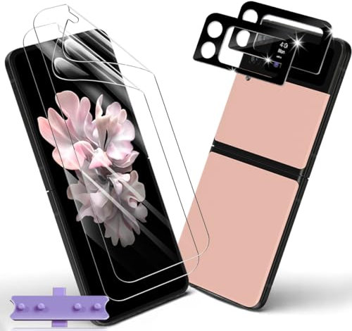 Yiunssy Protector de Pantalla Para Samsung Galaxy Z Flip 3 [Non-Cristal Templado] y Lente de Cámara Cristal Templado [2+2 Piezas],HD Antiarañazos Protector de Pantalla para Samsung Galaxy Z Flip 3
