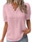 Tee Shirt Femme Col V Dentelle Tunique Femme Grande Taille été Léger Chemise Femme Chic Et élégant Manche Courte Blouse Top Haut Femme Ete Fluide Pas Cher Fashion Soiree (Rose-3, 4XL)
