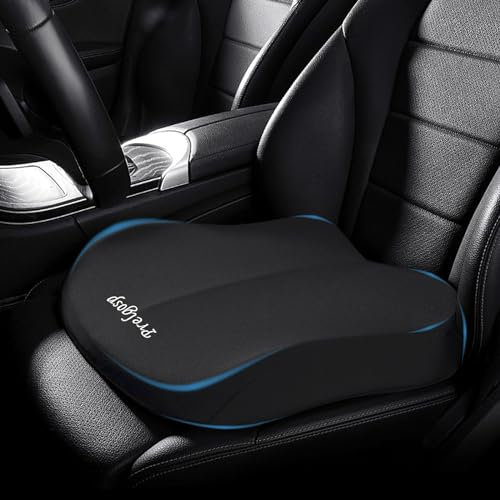 PRELGOSP Sitzkissen Auto, Autositzkissen für Fahrersitz, SitzerhöHung Auto Erwachsene für Zuhause Bürostühle Rollstühle, Sitzerhöhung Sitzpolster Memory Foam,Schwarz