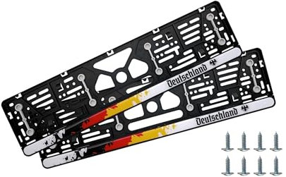 AUTOSmilga® Kennzeichenhalter Deutschland, Nummernschildhalterung Auto, mit Vibrationsdämpfer, kennzeichenhalterung für kfz-kennzeichen 520x110mm, inkl. 8 Schrauben