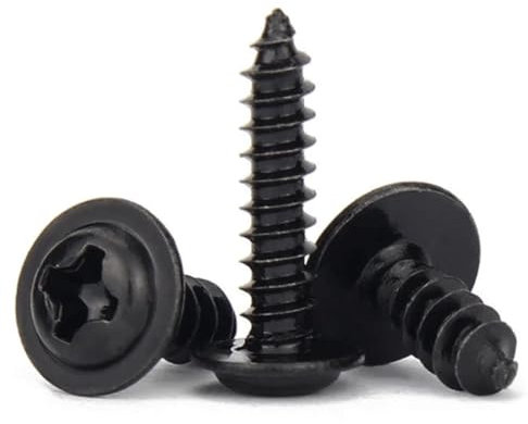 Vis de réglage Vis autotaraudeuse à tête ronde croisée noire M4 * 50 pièces, en acier au carbone, à tête plate, en tôle, vis à tête de bouton Des vis