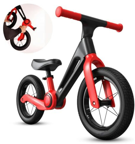 Little Bean Faltbares Kinder-Laufrad Aufsitzspielzeug für Jungen und Mädchen im Alter von 2 bis 5 Jahren, Laufrad für Kleinkinder, verstellbare Sitzhöhe, Geschenk für Kinder, Sport im Freien (Rot)