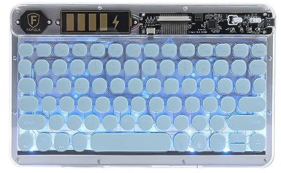 Clavier Bluetooth sans Fil Backlight pour Ipad, 10 Bouton Rond avec Lumière LED, Rechargeable Silencieux Ultra-Slim Clavier sans Fil pour Windows/iOS/Android,Ipad 9th / 8th Gen/Pro (Bleu Clair)