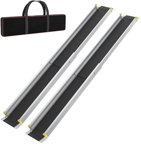 FIVMEN 2X Rollstuhlrampe Teleskop 91-153 cm Aluminium Rampe Rollstuhl Tragfähigkeit 300 kg Teleskoprampe Auffahrrampe Laderampe Verstellbare Tragbare für Rollstühle & Scooter