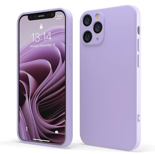 Red Ember Shockproof Case for iPhone, Ultra Slim Protective Liquid Silicone Matte Finish Phone Case with Soft Anti-Scratch Microfiber Lining (Lilac, iPhone 11 Pro)