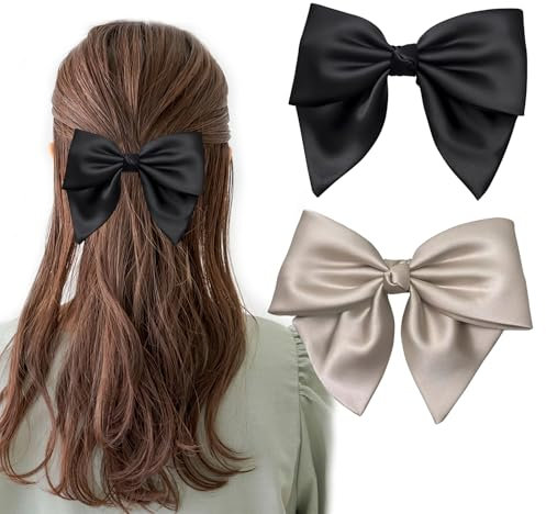 Haarschleife Haarspangen aus Französischem, Stoff Haarspangen Damen mit Schleife, Satin Große Haarschleifen Clip, Elegante Mädchen Kinder Schleifen Haarklammer für Party Weihnachten