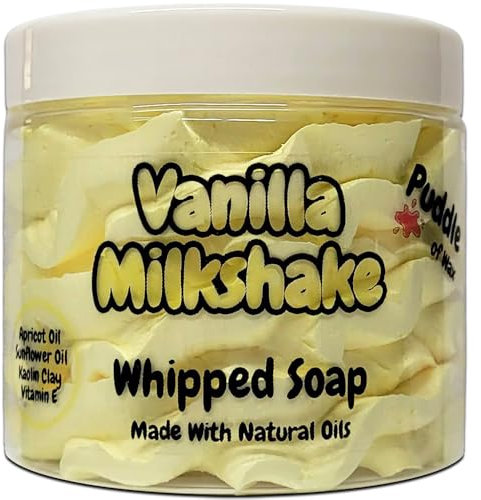 Vanilla Milkshake Whipped Soap Body Wash - 150g - Natural Oils & Kaolin Clay - Sweet Scent - Vegan Friendly - Puddle of Wax - Made in the UK