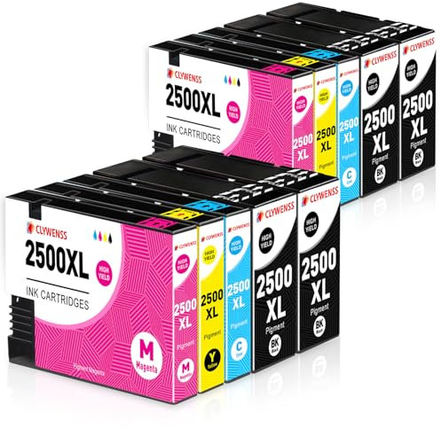 CLYWENSS 10er-Pack PGI-2500XL Druckerpatronen Kompatibel mit Canon 2500XL PG-2500 XL Multipack für Maxify MB5150 MB5450 MB5455 iB4150 iB4050 MB5000 MB5155 MB5350 Patrone (Schwarz, Cyan, Magenta, Gelb)