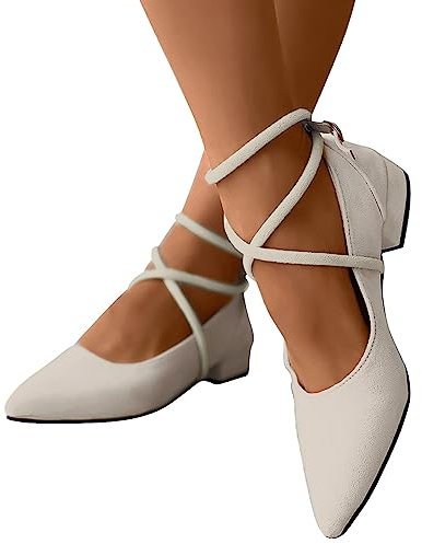 Balerinaschuhe Damen Schuhe Bequeme Pumps Flache Schuhe Zum Abendkleid Elegant Für Hochzeit Sandalen Sommer Ballerinas Slip On Pantoffeln Ballerinas Damen Schwarz (01 Weiß, 39)