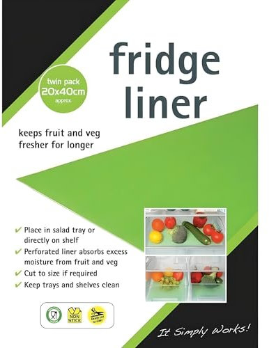 AMK® Fridge Drawer Shelf Liners Mats Pack of 4 Keeps Fruit Veg Salad Fresh for Longer Shelves Drawers Cut To Size Moisture Absorbing Air Circulation Non Slip Kitchen Organisation Accessory Set