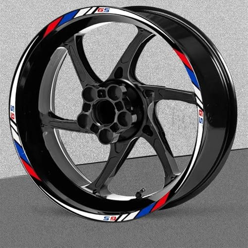 SHYYBD Felgenrandaufkleber Motorrad 19” 17”Felgenaufkleber Abziehbild Nabenstreifenband Reflektierendes Zubehör Für B&MW R1250 GS R 1200 Gs G310 GS F650GS F750GS Felgenaufkleber(Farbe 3)