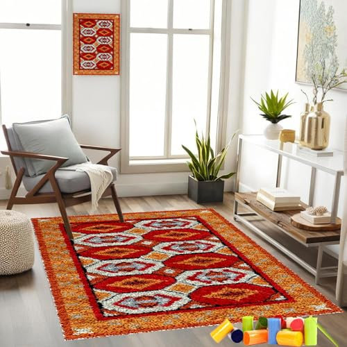 Gzaebji KnüPfteppich zum Selber KnüPfen Knüpfen Set Erwachsene Knüpfteppich KnüPfset mit Knüpfhaken Bedruckte Stramin Knüpfen Set Für Erwachsene Teppich KnüPfen Set Erwachsene 40 x 70 cm