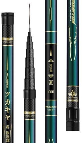 ZFF Tragbare Carbon Angelrute 8-16m Angelruten karpfenrute stipprute Fishing Rod teleskopangel Leicht zu Tragen Angelausrüstung Fern Grosser Fisch(15m)