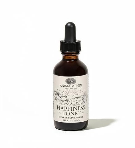 Anima Mundi Apothecary Herbal Ashwagandha Drops - Happiness Tonic for Gentle Mood Support and Relaxation - Adaptogenic Drops with Organic Ashwagandha, Rhodiola, St. John's Wort & More (2oz / 59ml)
