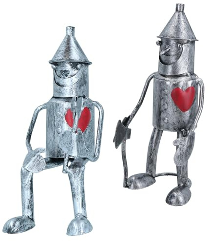AB Tools Tin Man Garden Ornament Lawn Art Sculpture Statue Yard Home Decor 2PK