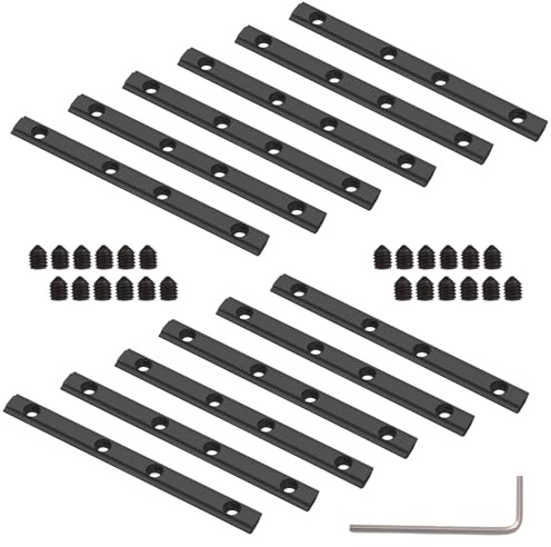 Pack of 12 Track Connectors, Aluminium Profile Connectors, Straight Inner Line, 10 cm Length, with M5 Screws, for 20 x 20 Series, 6 mm Groove (Black, 12PACK-2020)