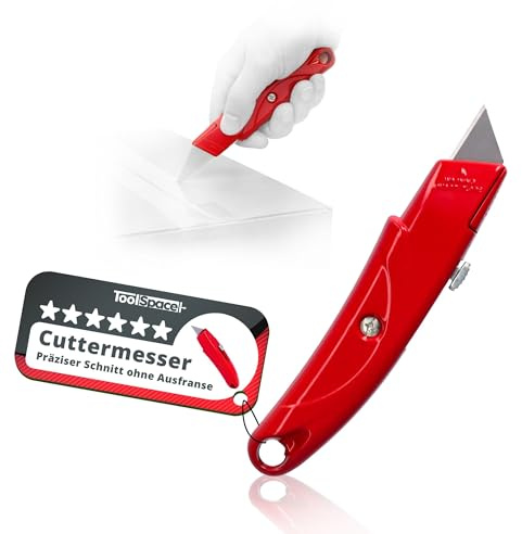 ToolSpace Universalmesser Robustes mit Aluminiumgehäuse Klappmesser Profi | Cuttermesser Mehrzweckmesser Cutter- Bastelmesser Edelstahlklingen Schneiden Papier Teppich Kindersicherung Sicherheitsmesser