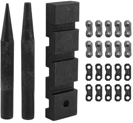 Kopinma Nietgerät Sägeketten, Kettensägen Nieten, Kettensägenbrecher-Kettensägen-Reparatur Set, Kettensägen-Reurwerkzeug mit 10 Sätzen 0,325-Kettensägen-Kettenverbinder-Glieder-Reparatur