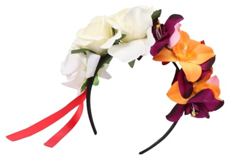 INOOMP Stirnband, Orchideen-rosenkrone, Haarkranz, Festival-haar-accessoire, Beige.