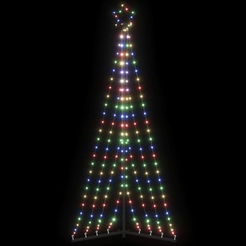 ACAGALA Árbol de Navidad LED para exteriores con estrella, 339 LED, árbol de Navidad de metal con forma cónica, árbol luminoso de 180 cm, 8 modos, multicolor, decoración navideña para exteriores