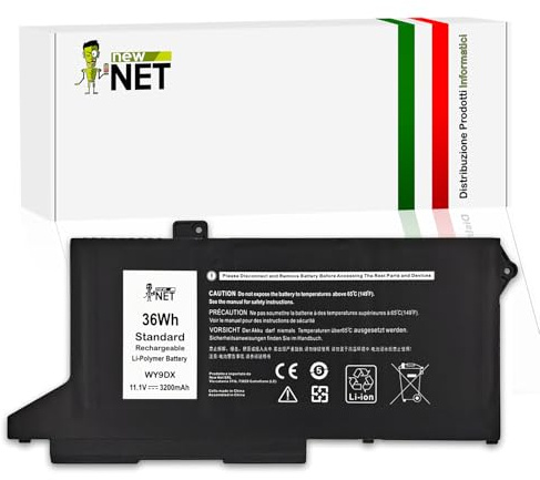 New Net - Batteria WY9DX [11.1-11.4V - 3200mAh] compatibile con Dell 0WY9DX, M3KCN, WK3F1, R89GC, 05R42