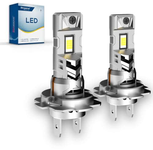 Sinoparcel H7 LED Headlight Bulbs, Built-in Cooling Fan, 6500K White | 1:1 Halogen Size, Plug and Play, Canbus Compatible, Low Beam, High Beam, Fog Light, PX26d Base, Pack of 2