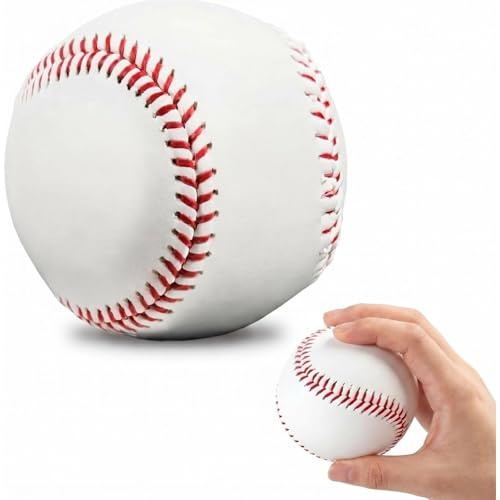 KIQAWEE 2 Pack Base Ball Standard Hard Leather 9 Inch Baseball Practice Rubber Leather Base Ball for Outdoor Sports Training for Adult