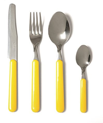 Excelsa Fashion Servizio 24 Posate, Acciaio Inossidabile, Giallo, 9x9x24 cm, unità