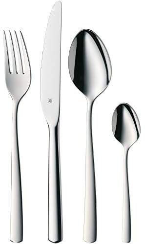 WMF Boston Edelstahl Besteck Set 6 Personen, Essbesteck Set 24 teilig, Monobloc-Messer, Cromargan Edelstahl poliert, spülmaschinenfest