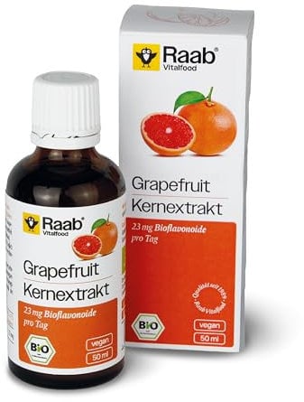 Raab Vitalfood® Bio Grapefruit Extrakt Tropfen (50 ml) - standardisiert auf Bioflavonoide, Extrakt aus Grapfruitkernen und -schalen, Konzentrat zum Verdünnen, Vegan, Bio-Qualität, ohne Alkohol