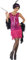 Smiffys Funtime Flapper Kostüm, Knallrosa, mit Kleid, Kopfschmuck und Halskette