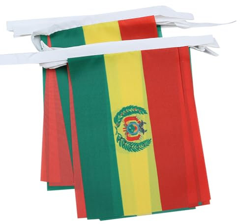 AZ FLAG Guirnalda 6 Metros, 20 Banderas de Bolivia 21x15 cm, Bandera Boliviana 15 x 21 cm - Banderines Bolivianos
