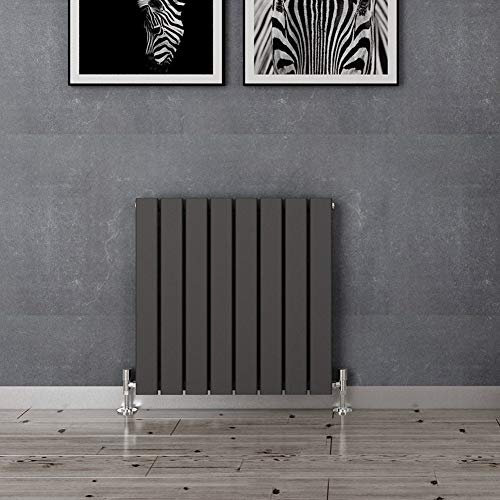 sunny showers 600 x 600 mm Modern Anthracite Horizontal Single Flat Panel Bathroom Radiator
