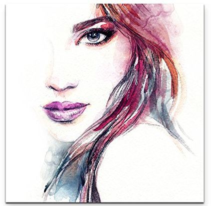 Paul Sinus Art Leinwandbilder | Bilder Leinwand 60x60cm abstraktes Portrait – Frau