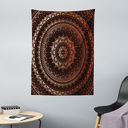 ABAKUHAUS Mandala Wandteppich, Universum aus Weiches Mikrofaser Stoff Waschbar ohne Verblassen Digitaldruck, 110 x 150 cm, Kastanienbraun