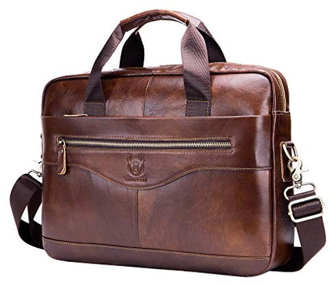 Xieben sac à main bandoulière en cuir pour homme, porter toute la Protection pour ordinateur portable de 14 pouces Marron