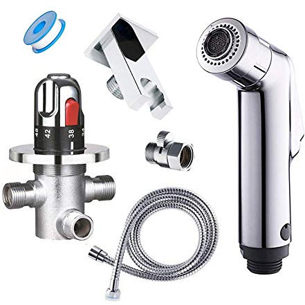 SLRMKK Hand-Bidet-Sprühgerät, Thermostat Zwei Funktionen WC-Bidet-Wasserhahn, Wand-Thermostat-Ventilmischer Bidet-Sprühgerät Handbrausekopf