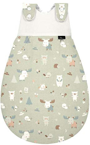 Alvi Baby Mäxchen Außensack baby forest, Schlafsack mitwachsend, Baumwoll Schlafsack mit Strampelfreiheit, Babyschlafsack, Ganzjahresschlafsack
