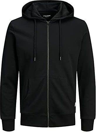 JACK & JONES Herren Basic Reißverschluss Baumwoll Hoodie - Schwarz - M