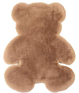 GUOCU Bärenform Plüsch Teppich Faux Kaninchenfell Tier Teppiche Hochflor Teppich fürs Wohnzimmer Schlafzimmer Erker Sofa Matte Kinderzimmer Flauschiger Teppich Dekoration Bodenmatte Khaki 45x60CM