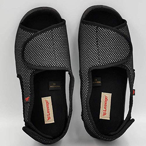 Nwarmsouth Extra Wide Slipper Diabetic Shoes,Foot shoes for valgus valgus, externally worn shoes with fat feet and swollen feet-UK7_black,Adjustable Post-op Shoes Footwear