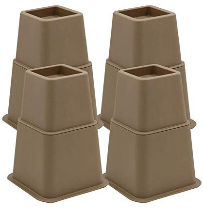 FHKBB 4 Pezzi alzate Letto mobili Piedi Letto Alzata Tavolo Sedia Armadio mobili Gambe Letto sollevatori per Divano Divano Sedia Tavolo mobili aggiuntivi Supporti Letto rialzato (Marrone