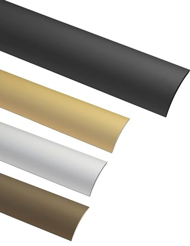 Gedotec Seuil de Porte Barre Stratifié - Vinyle | Profil Transition Sol 30 x 2000 mm | 1 Pièce - Profilé compensation en aluminium | Alu Noir Anodisé | Profilé transition autocollant sol bombé