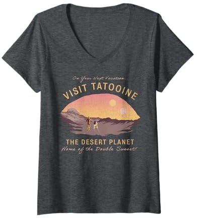 Star Wars Visit Tatooine The Desert Planet T-Shirt mit V-Ausschnitt