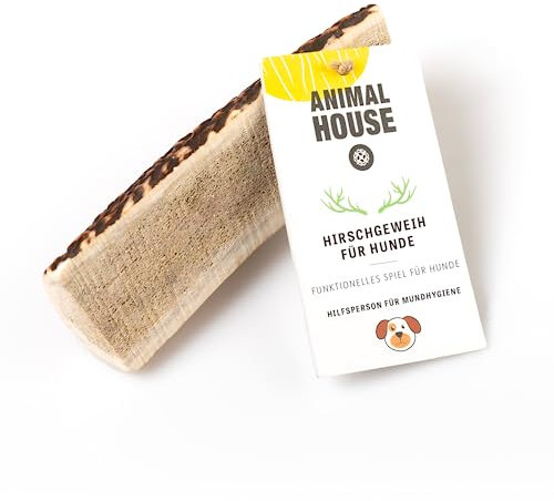 Animal House – Geteiltes Hirschgeweih für Hunde – 100% natürlicher Kausnack – Stärkt die Mundhygiene – Widerstandsfähig und langlebig – In Allen Größen erhältlich (1 stück (1er Pack), M)