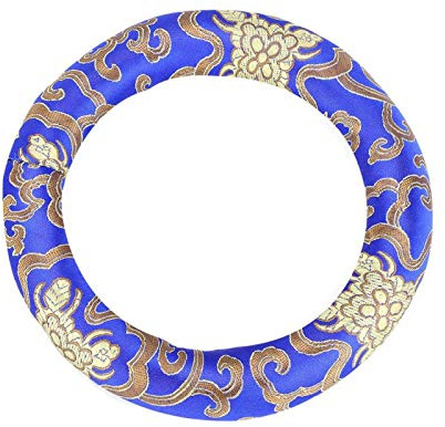 Singing Bowl Cushion, 6.3 inch Round Cushion Ring Pillow Music Bowl Silk Brocade Handmade Round Cushion Singing Bowl Pillow for 7-10 inches Diameter Meditation Singing Bowls(Blue),16cm