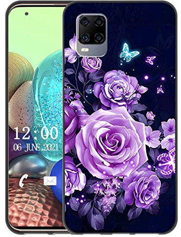 Sunrive Hülle Kompatibel mit ZTE Smartphone AXON 11 5G Silikon, Transparent Handyhülle Schutzhülle Etui Case (X Schmetterlinge & Rosen)+Gratis Universal Eingabestift MEHRWEG